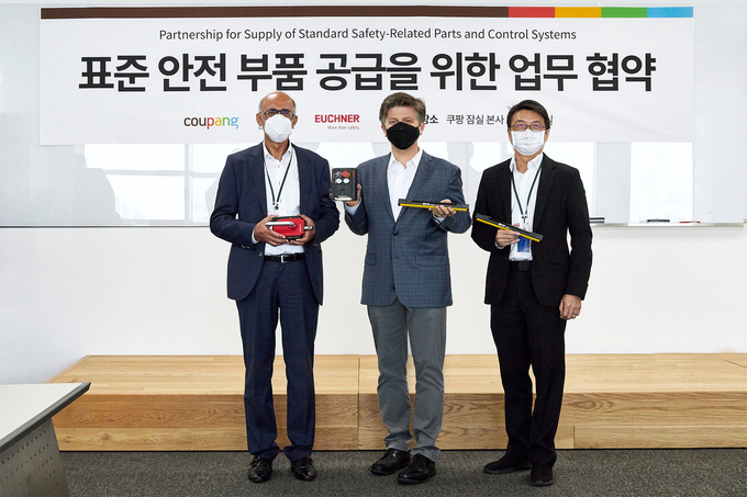 쿠팡이 물류센터 안전강화를 위해 글로벌 부품메이커들과 업무협약을 맺었다.