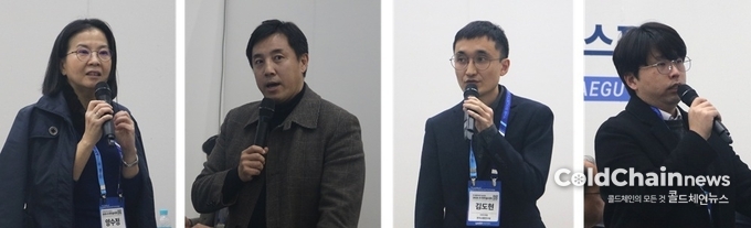 토론에 참여한 양수정 엔로지스 대표, 문상영 한경대 경영학전공 교수, 김도현 한국교통연구원 물류연구본수 부연구위원, 양범모 윌로그 연구기획팀 매니저(좌부터).